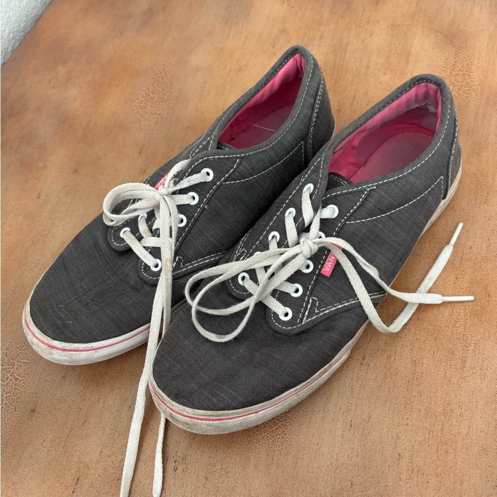 Gray Vans Sneakers with Pink Detail
